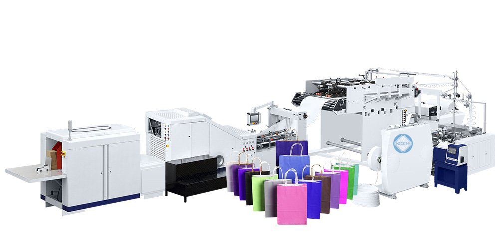 High Speed Automatic Square Bottom Fast Food Coffee Kraft Paper Take Away Hand Bag Making Machine