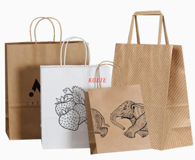 Full Automatic Sheet Feeding Food Clothes Shoes Handle Paper Bag Making Machine with Flat Handle Inline