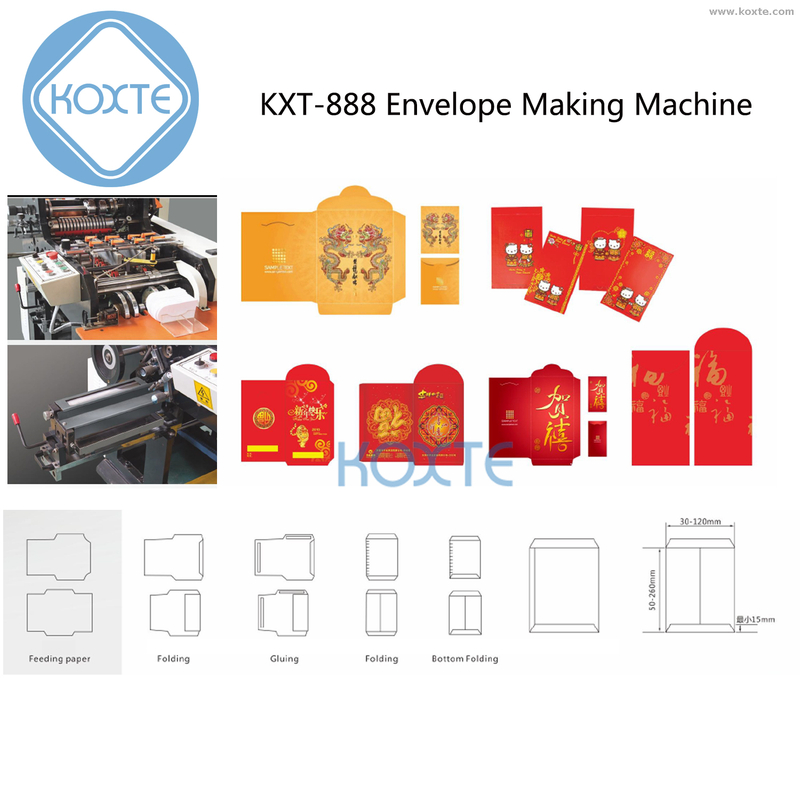 Automatic Packing List Enclosed Red Envelopes Packet Making Forming Gluing Machine for DHL UPS