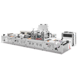 Automatic 4 Shafts Turret Label flexo printing Die Cutting Slitting Rewinding Machine with Rotary Die Cutter 