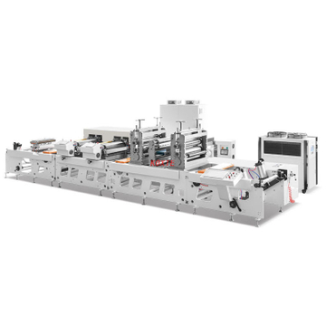 Automatic 4 Shafts Turret Label flexo printing Die Cutting Slitting Rewinding Machine with Rotary Die Cutter 